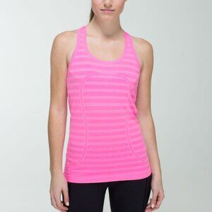 Women Lululemon Run: Swiftly Tech Racerback Stripe Heathered Zing Pink Size 10